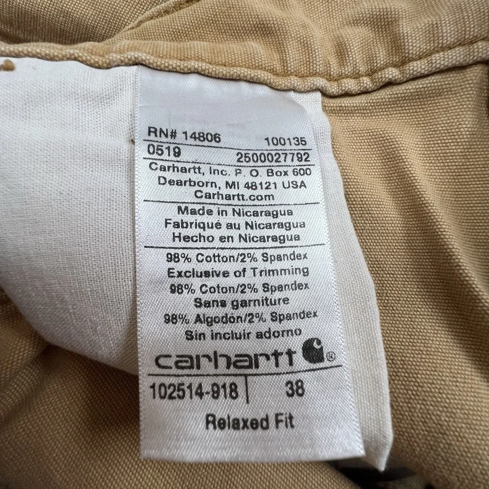 Carhartt Rugged Flex Mens 38 Brown 10